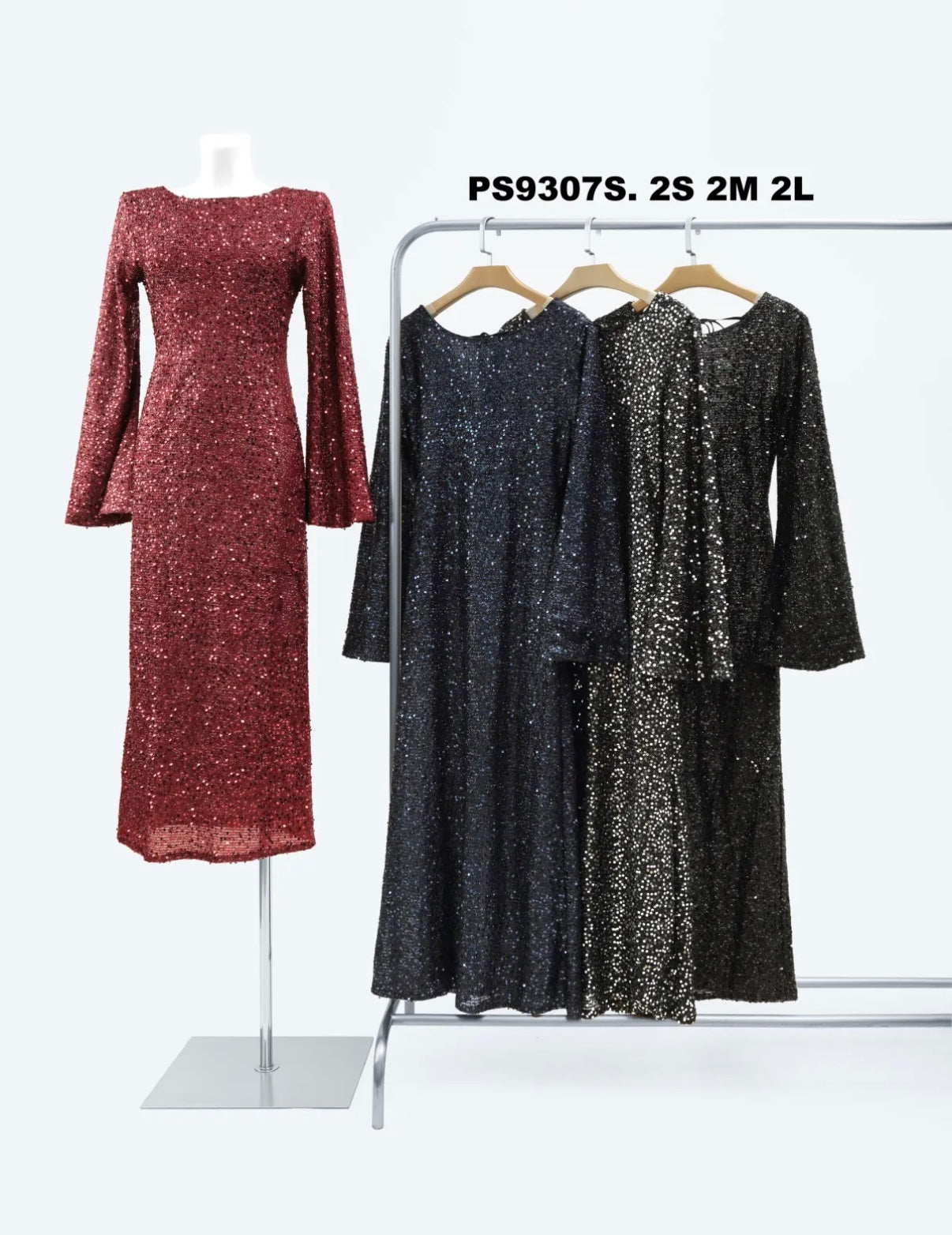 Glitterjurk met open rug - PS9307S
